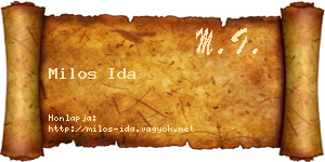 Milos Ida névjegykártya